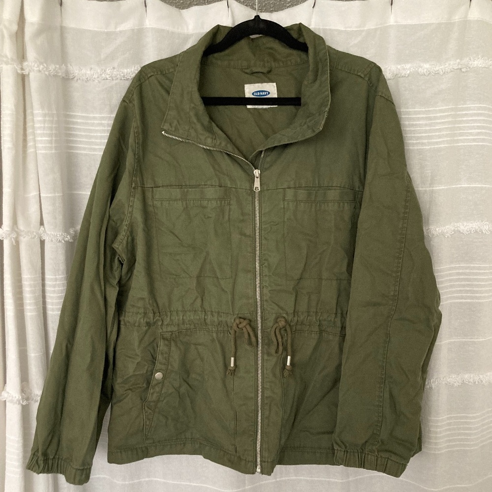 3/$10 SALE Army Green Tie Waist Utility Jacket